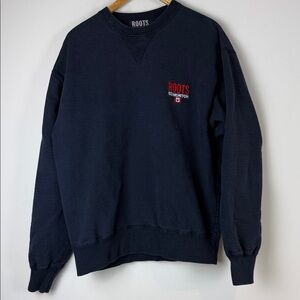 Roots Men's Dark Blue  Edmonton Crewneck Sweater Size Medium